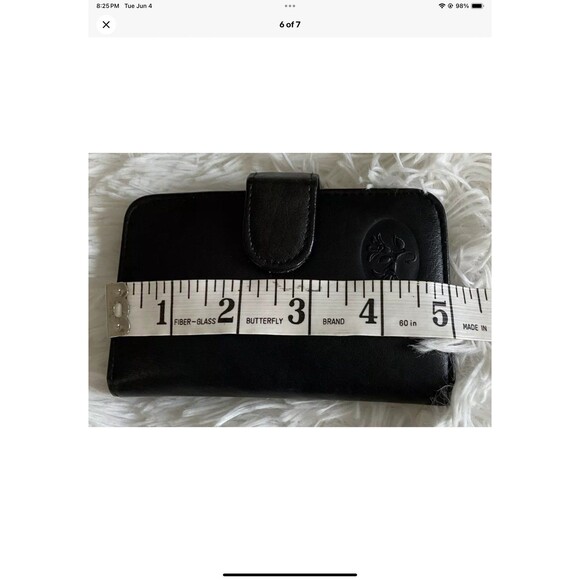 Vintage Buxton Black Top Grain Cowhide Leather Wallet Credit Card Slots Embossed - Picture 6 of 7